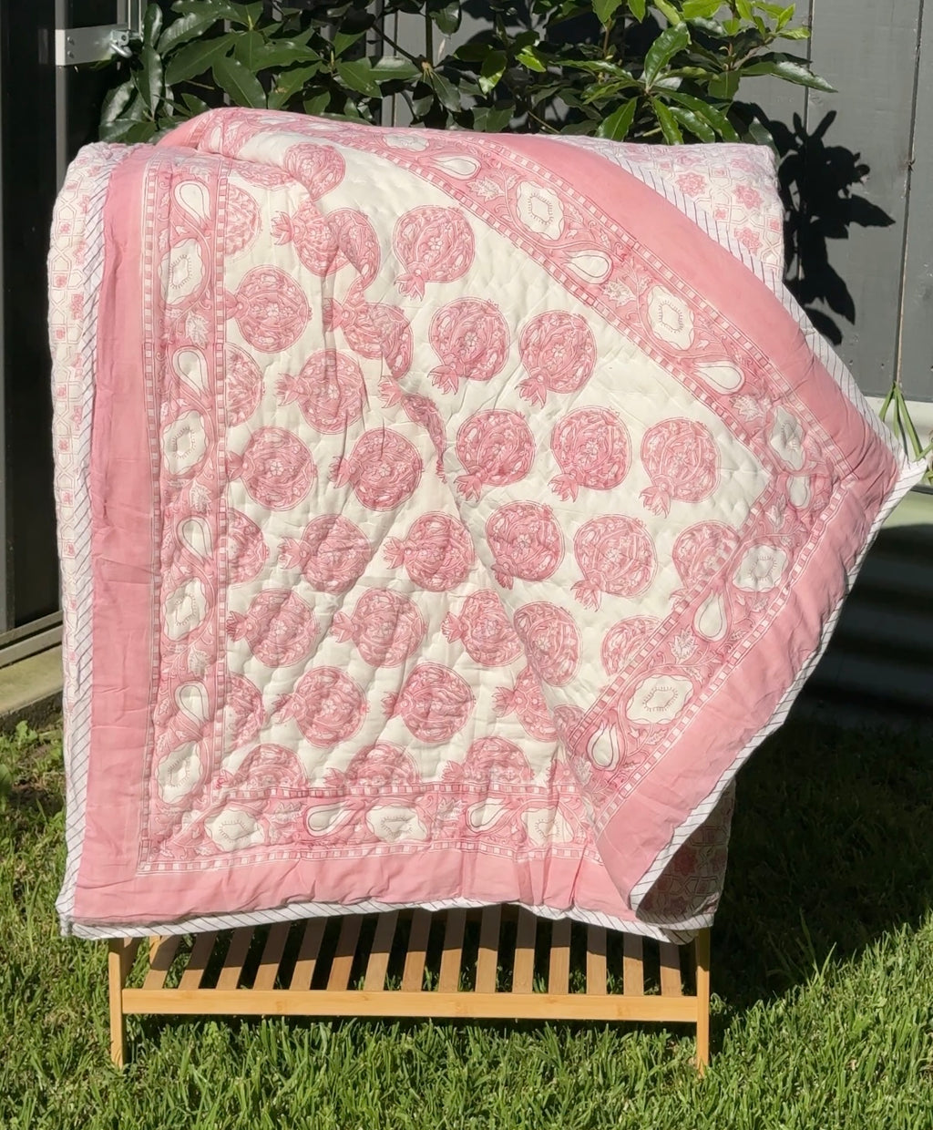 Rosy Mist Quilt 

soft and cozy reversible quilt
Material: 100% cotton

Two layers of soft cotton muslin, filled with pure cotton and delicate hand-stitching to create a beautifully textured and breathable quilt.

⁠Quilt Size: 230 cm × 274 cm